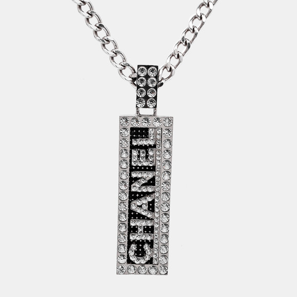 CHANEL Jewelry - CHANEL Logo Crystal Silver Tone Necklace